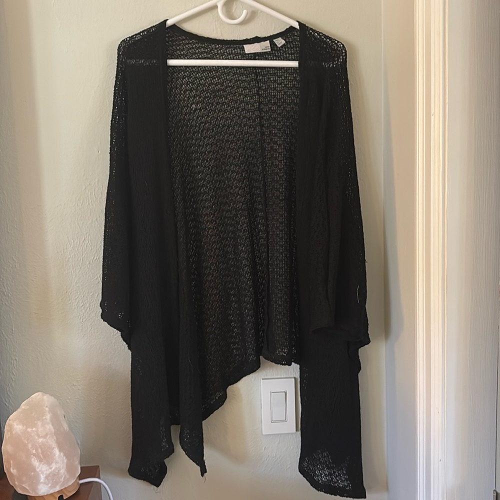 Black knit oversized cardigan with baggy fit